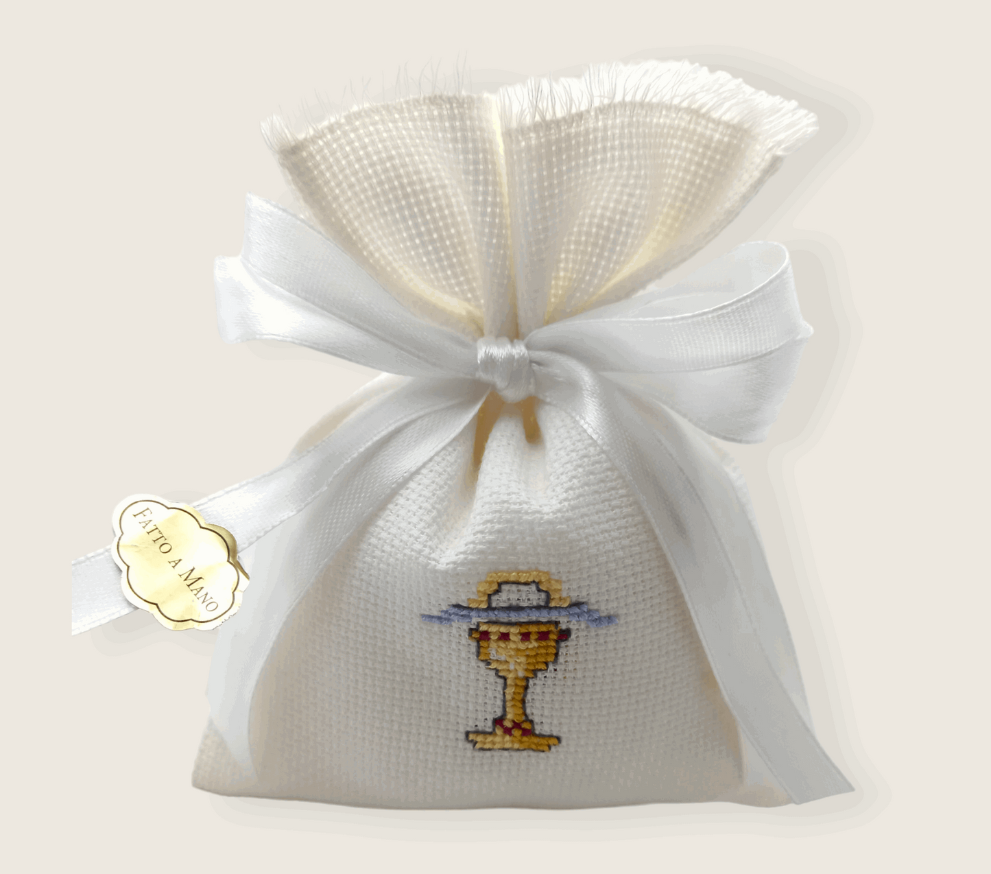 Bomboniere per Prima Comunione - Sacchettino con Calice Ricamato