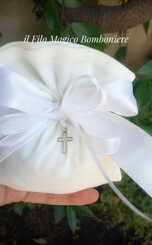 Bomboniera elegante con croce in argento 925 – ideale per Comunione o Cresima