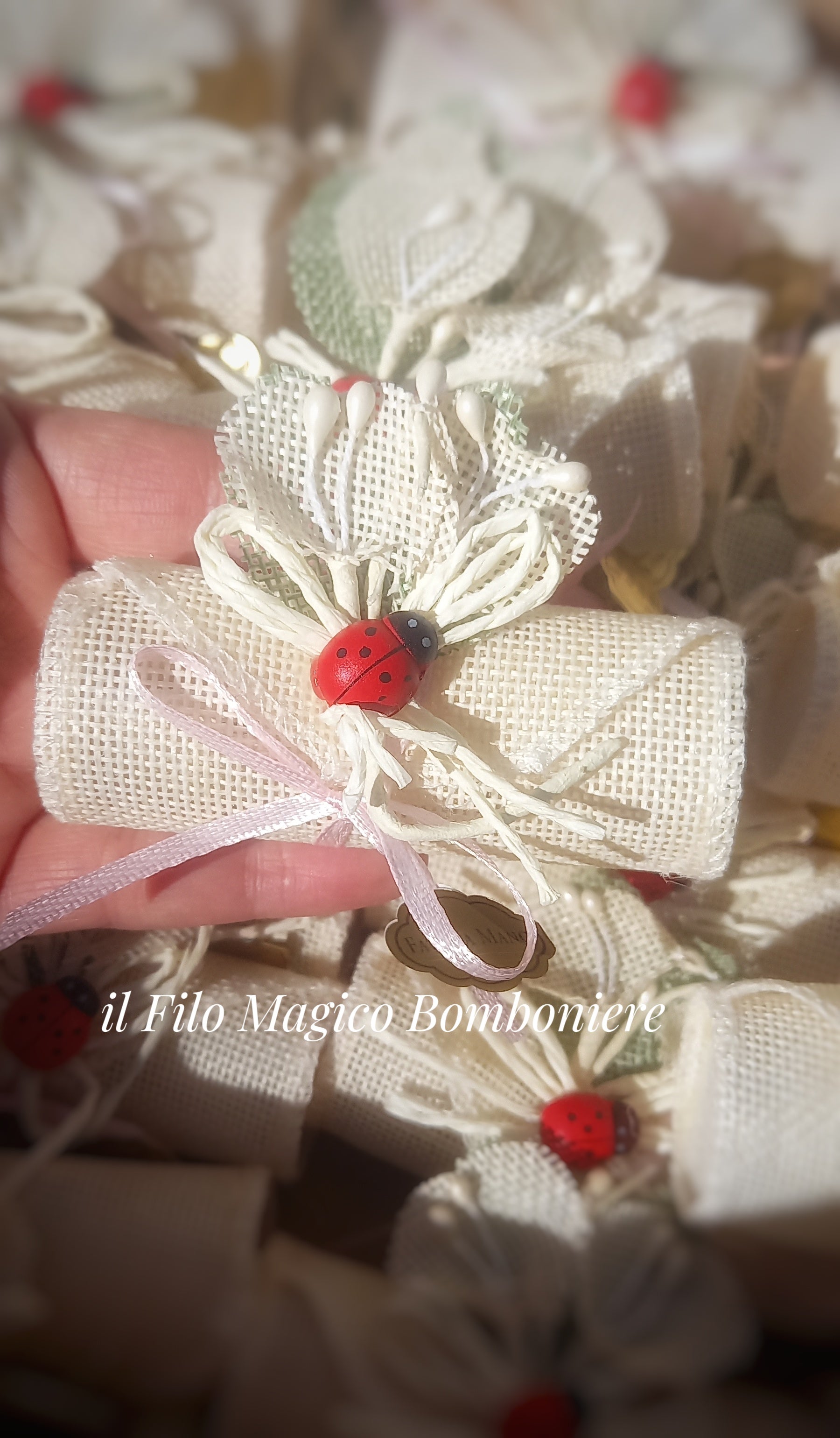 scatolina juta con coccinella